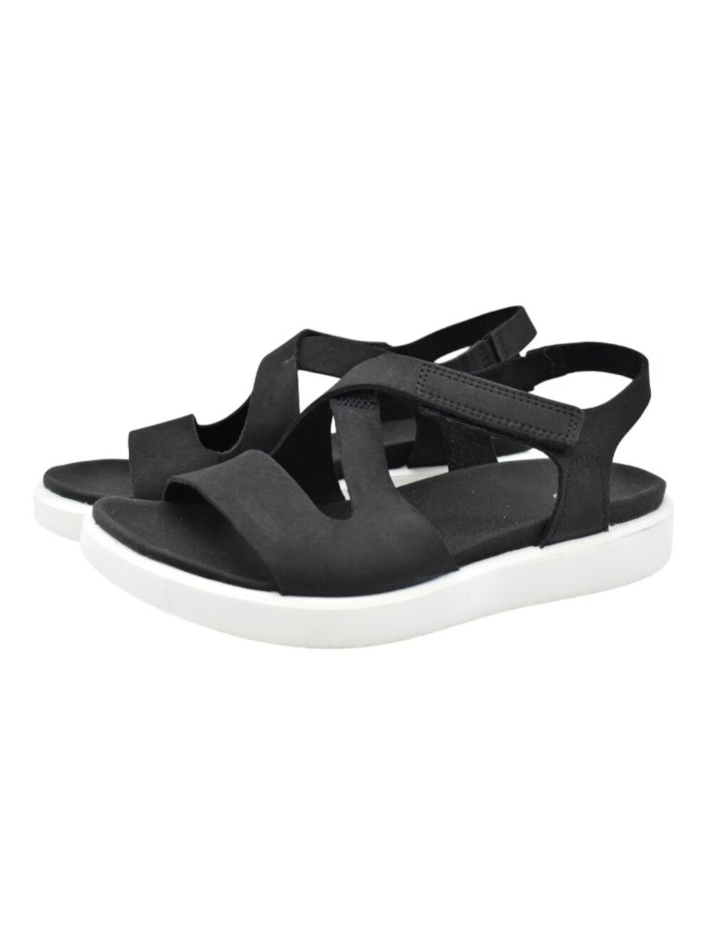 ECCO Womens EU 40 US 9-9.5 Flowt Black Leather Strappy Crosstrap Sandals Shoes